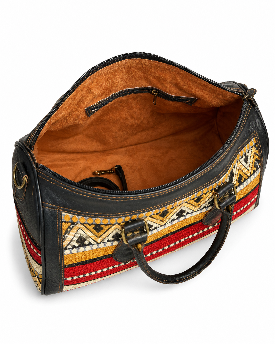 Moroccan Kilim Leather Weekender Bag
