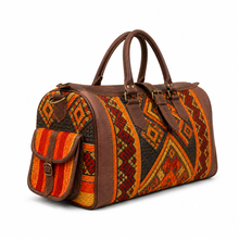 Handmade Moroccan Kilim Leather Weekender Bag – Large
