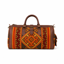 Handmade Moroccan Kilim Leather Weekender Bag – Large