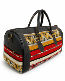 Moroccan Kilim Leather Weekender Bag