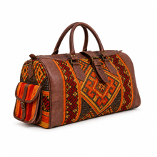 Handmade Moroccan Kilim Leather Weekender Bag – Large
