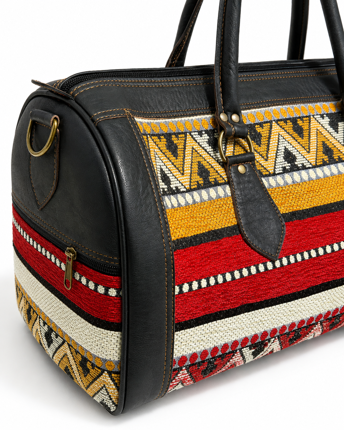 Moroccan Kilim Leather Weekender Bag
