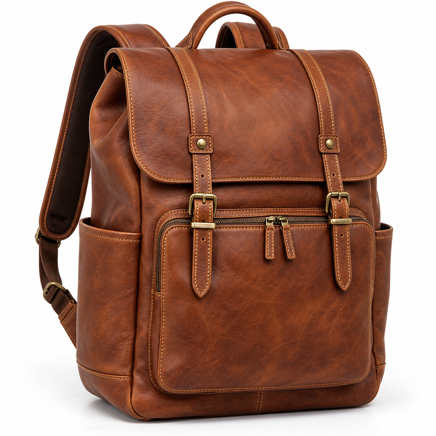 Full Grain Leather Laptop Backpack – Handmade Moroccan 16 Inch Vintage Rucksack
