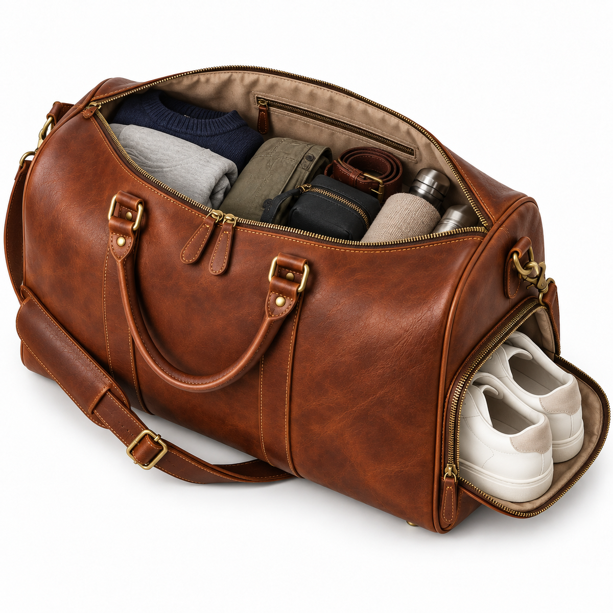 Mens Weekender Bag – Handmade Moroccan Leather Duffle Bag