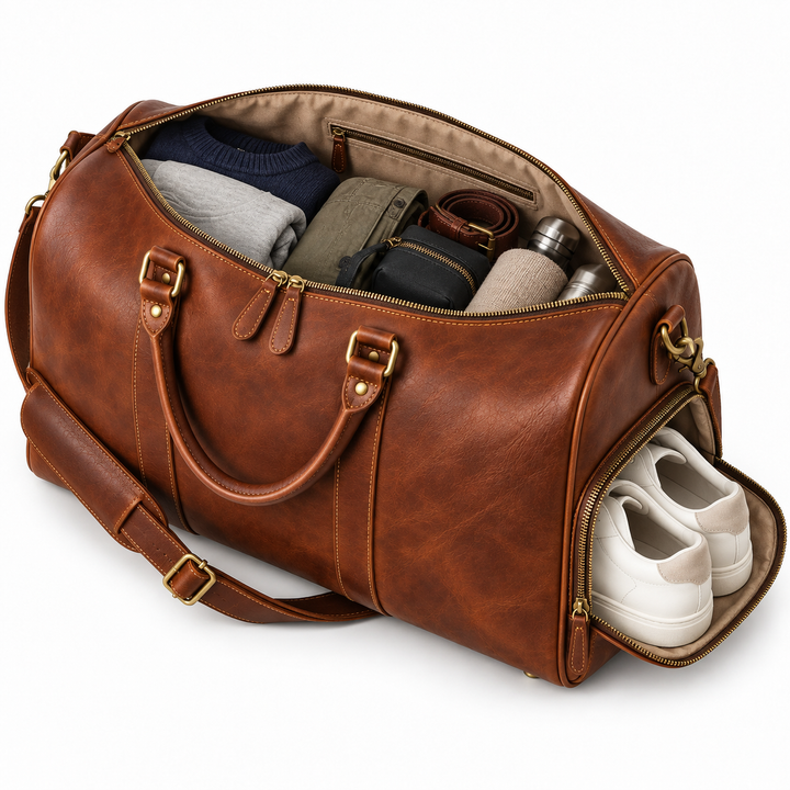 Mens Weekender Bag – Handmade Moroccan Leather Duffle Bag