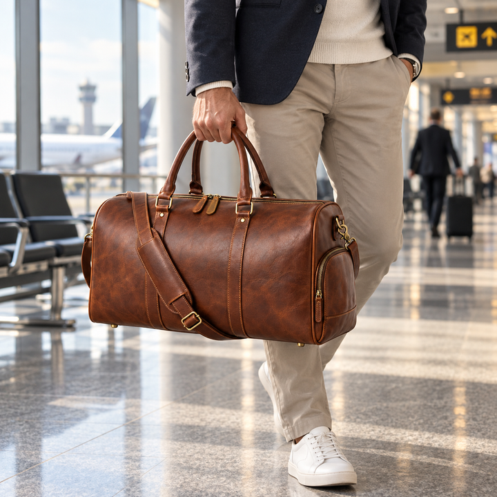 Mens Weekender Bag – Handmade Moroccan Leather Duffle Bag