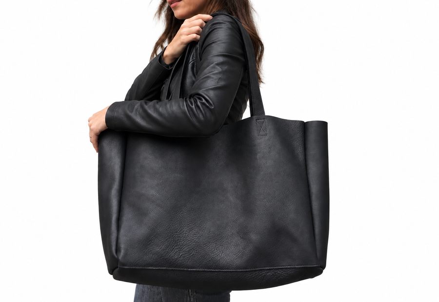 Black Leather Tote Bag for Women – Large Leather Tote Purse | MARQEVEN