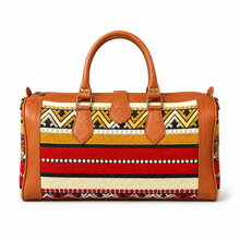 Moroccan Kilim Leather Weekender Travel Bag – Red