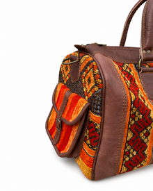 Handmade Moroccan Kilim Leather Weekender Bag – Large